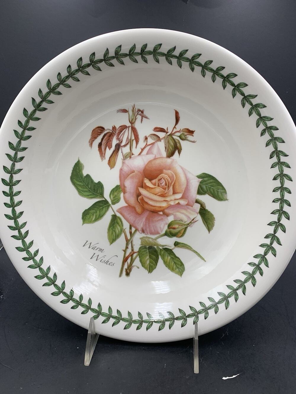 Portmeirion Botanic Roses Open Serving Bowl "Warm Wishes" 10.5"